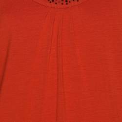 Pre Owned Elena Miro Orange Rhinestone Neck Top XXL