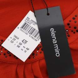 Pre Owned Elena Miro Orange Rhinestone Neck Top XXL