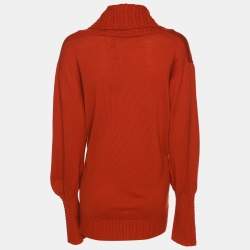 Pre Owned كنزة إلينا ميرّو برتقالية بتصميم معقود عند الرقبة تريكو مقاس كبير جدًا (إكسترا لارج)