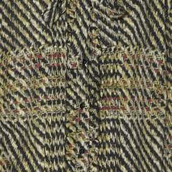 Pre Owned Elena Miro Multicolor Tweed Print Crepe Pintuck Neck Tie Shirt L