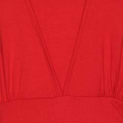 Pre Owned Elena Miro Red Jersey V Nick 3/4 Sleeve Blouse L