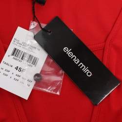 Pre Owned Elena Miro Red Jersey V Nick 3/4 Sleeve Blouse L