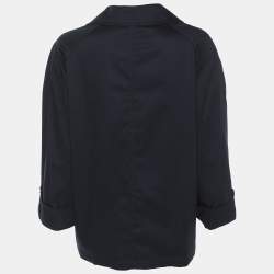 Pre Owned Elena Miro Navy Blue Stretch Cotton Single Breasted Short Coat L