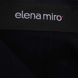Pre Owned Elena Miro Navy Blue Stretch Cotton Single Breasted Short Coat L