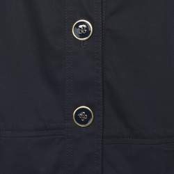 Pre Owned Elena Miro Navy Blue Stretch Cotton Single Breasted Short Coat L