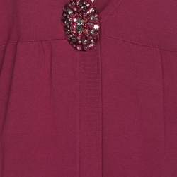 Pre Owned Elena Miro Hot Pink Jersey Crystal Embellished V Neck Blouse L