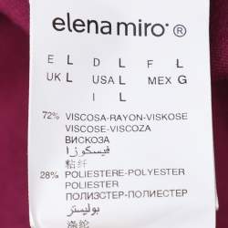 Pre Owned Elena Miro Hot Pink Jersey Crystal Embellished V Neck Blouse L