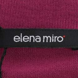 Pre Owned Elena Miro Hot Pink Jersey Crystal Embellished V Neck Blouse L