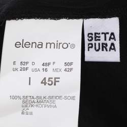 Pre Owned Elena Miro Black Printed and Crystal Embellished Drawstring Tops L
