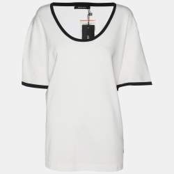 Pre Owned Elena Miro White/Black Knit T-Shirt XXL
