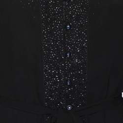 Pre Owned Elena Miro Black Chiffon Embellished Long Sleeve Shirt Set XL