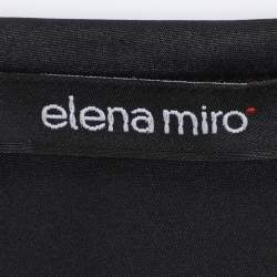 Pre Owned Elena Miro Black Satin Crystal Embellished Sleeveless Camisole L