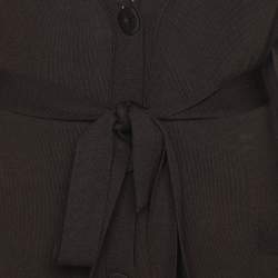 Pre Owned Elena Miro Brown Stretch Knit Belted Cardigan XL