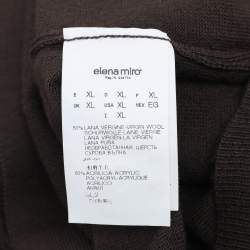 Pre Owned Elena Miro Brown Stretch Knit Belted Cardigan XL