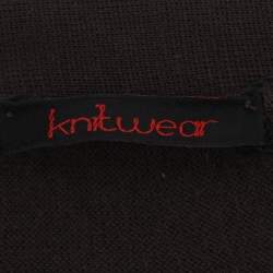 Pre Owned Elena Miro Brown Stretch Knit Belted Cardigan XL