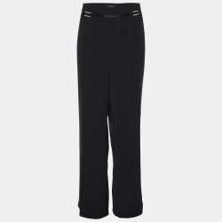 Pre Owned Elena Miro Navy Blue Fabric Crystal Embellished Wide Leg Pants XXL
