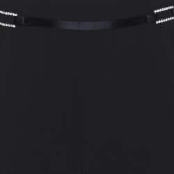 Pre Owned Elena Miro Navy Blue Fabric Crystal Embellished Wide Leg Pants XXL