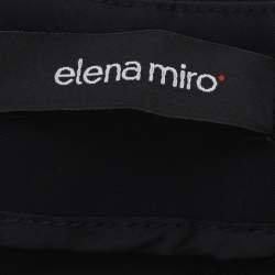 Pre Owned Elena Miro Navy Blue Fabric Crystal Embellished Wide Leg Pants XXL