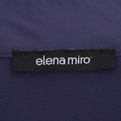 Pre Owned Elena Miro Blue Satin Ruffled Details Top XL