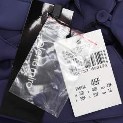 Pre Owned Elena Miro Blue Satin Ruffled Details Top XL