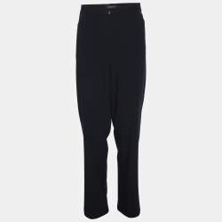 Pre Owned Elena Miro Navy Blue Satin Pocket Embellished Trousers XL