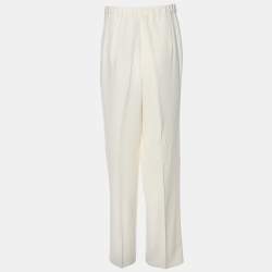 Pre Owned Elena Miro Cream Satin Straight Leg Trousers XL