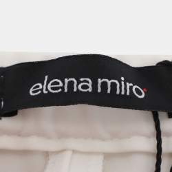 Pre Owned Elena Miro Cream Satin Straight Leg Trousers XL
