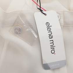 Pre Owned Elena Miro Cream Satin Straight Leg Trousers XL