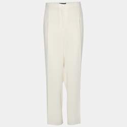 Pre Owned Elena Miro Cream Satin Straight Leg Trousers XL