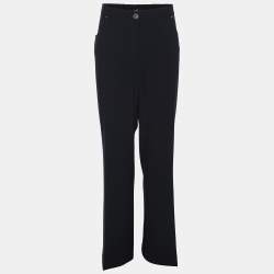 Pre Owned Elena Miro Navy Blue Jersey Crystal Embellished Pants XXL