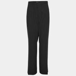 Pre Owned Elena Miro Dark Grey Striped Fabric Trousers XXL