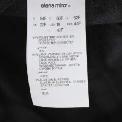 Pre Owned بنطلون إلينا ميرو رمادي داكن مزيج صوف مقاس ضخم جدًا (إكس إكس لارج)