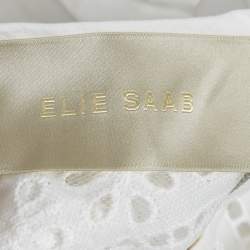 Elie Saab White Broderie Anglaise Cotton Tiered Maxi Dress M