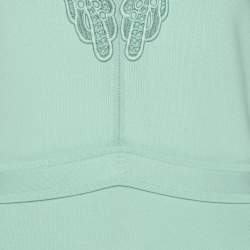 Elie Saab Mint Green Tulle Paneled Stretch Knit Appliquéd Mini Dress S