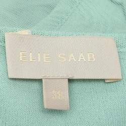 Elie Saab Mint Green Tulle Paneled Stretch Knit Appliquéd Mini Dress S