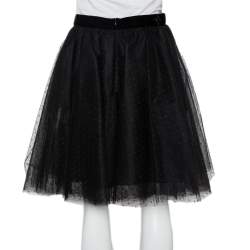 Pre Owned Elie Saab Black Tulle Mini Skirt S