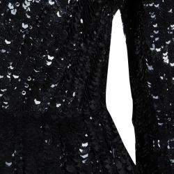 Elie Saab Black Sequin Embellished One Shoulder Top S
