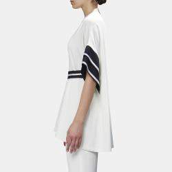 Elie Saab White & Black Crepe Belted Tunic M