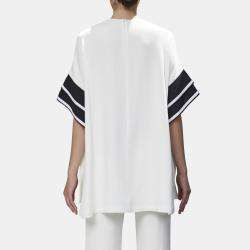 Elie Saab White & Black Crepe Belted Tunic M