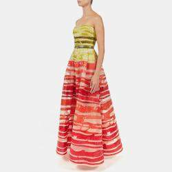 Elie Saab Multicolor Sequin Embroidered Strapless Gown M