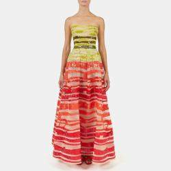 Elie Saab Multicolor Sequin Embroidered Strapless Gown M