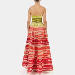 Elie Saab Multicolor Sequin Embroidered Strapless Gown M
