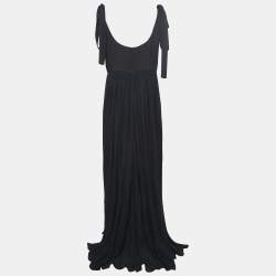 Pre Owned Elie Saab Black Silk Embellished Sleeveless Maxi Dress XL