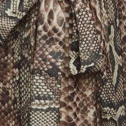 Elie Saab Brown Python Print Chiffon Halter Neck Gown S