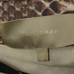 Elie Saab Brown Python Print Chiffon Halter Neck Gown S