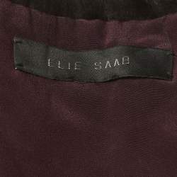 Pre Owned وشاح إيلي صعب بنفسجي داكن بفرو الثعلب كابليت