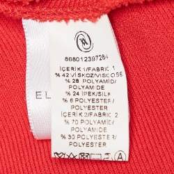 Elie Saab Red Lace Trim Knit Flared Midi Dress S