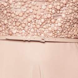 Pre Owned Elie Saab Pink Silk Embellished Cape Sleeve Gown XS