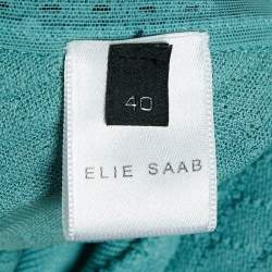 مملوكة مسبقًا Elie Saab Seamfoam Green Knit Lace Trim Short Dress S
