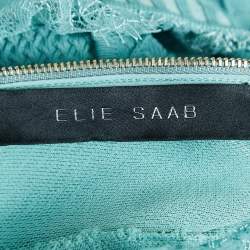 مملوكة مسبقًا Elie Saab Seamfoam Green Knit Lace Trim Short Dress S
